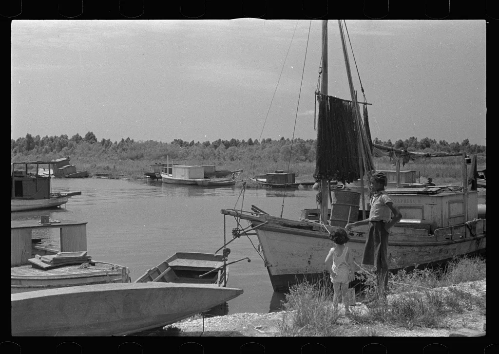 Fishing boats that have helped provide a supplementary income for…, Louisiana, 1935