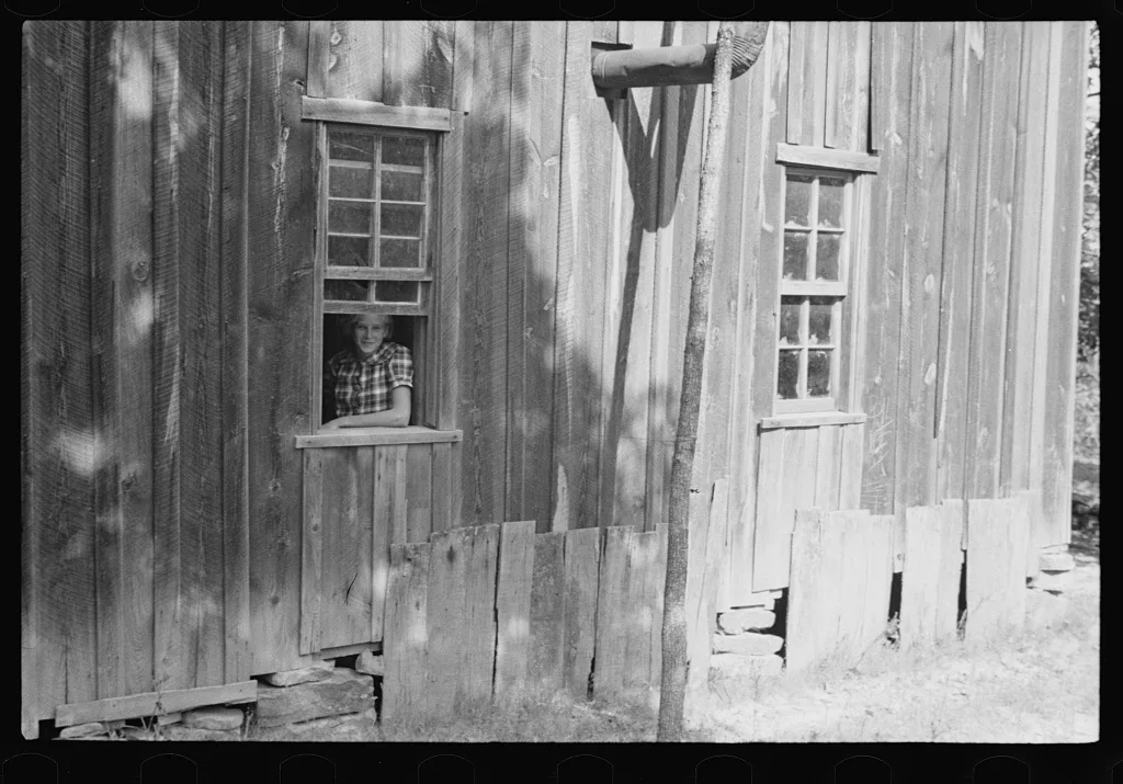 [Untitled photo, possibly related to: Ozark school building, Arkansas], 1935