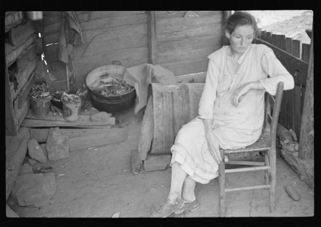 Destitute tenant farmer's family, Ozark Mountains, Arkansas, 1935