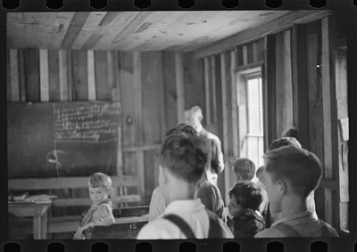 [Untitled photo, possibly related to: Interior of Ozark school,…, Arkansas, 1935