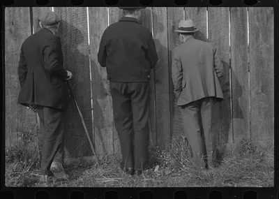 Watching a football game, Star City, West Virginia, 1935