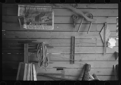 Interior of blacksmith shop, Skyline Farms, Alabama, 1937