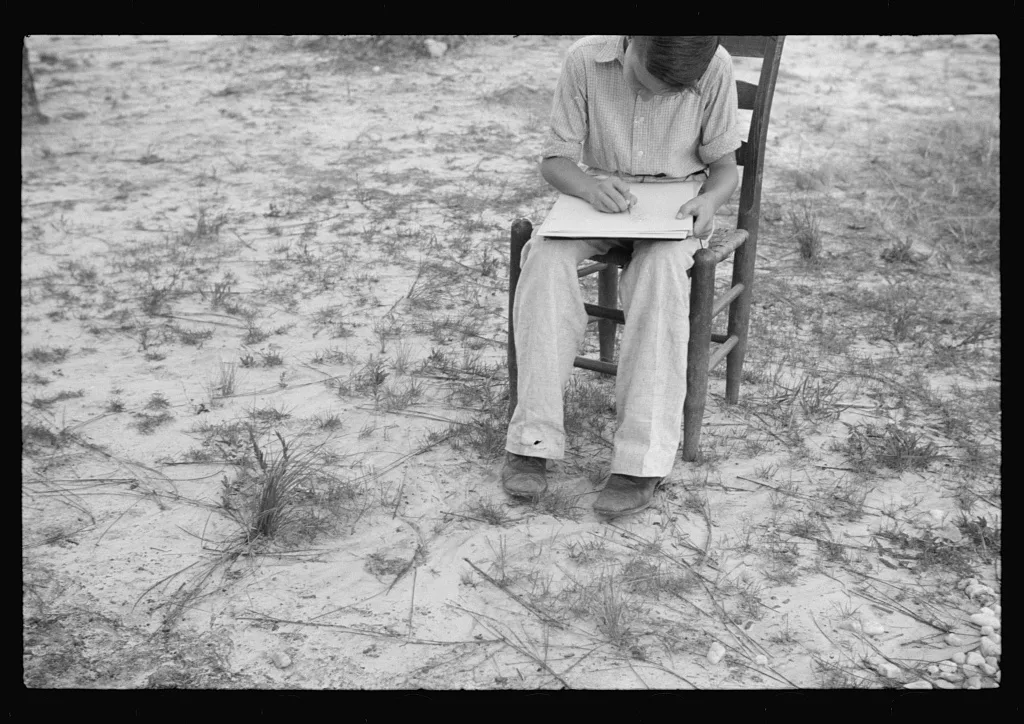 [Untitled photo, possibly related to: Boy drawing, Penderlea…, North Carolina, 1937