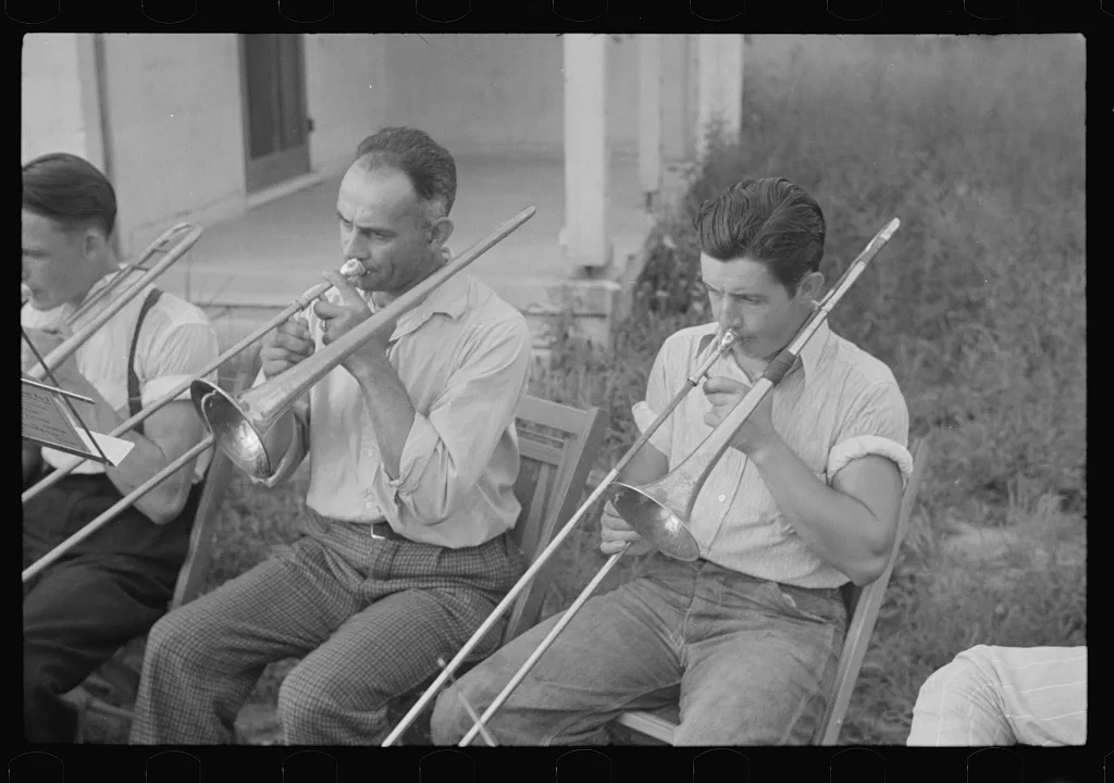 [Untitled photo, possibly related to: Part of the band, Red House,…, West Virginia, 1937