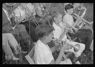 Band rehearsal, Red House, West Virginia, 1937