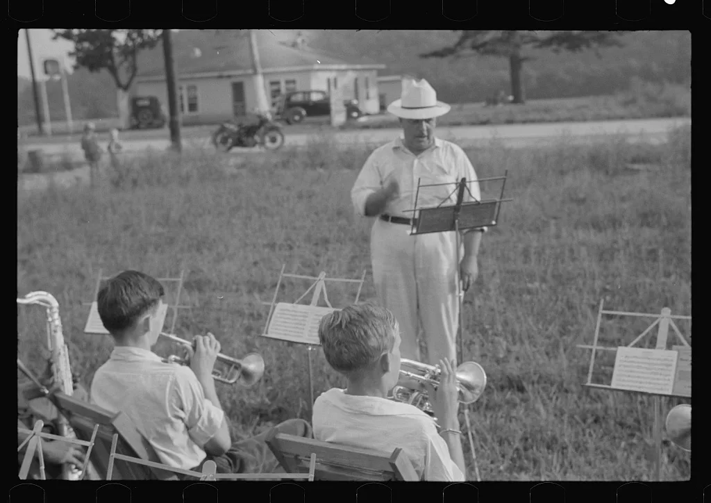 [Untitled photo, possibly related to: Band rehearsal, Red House, West…, West Virginia, 1937
