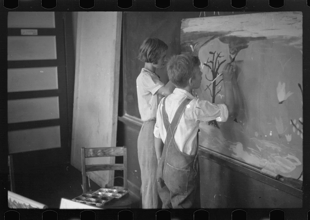 Painting class in school, Westmoreland Homesteads, Pennsylvania, 1937