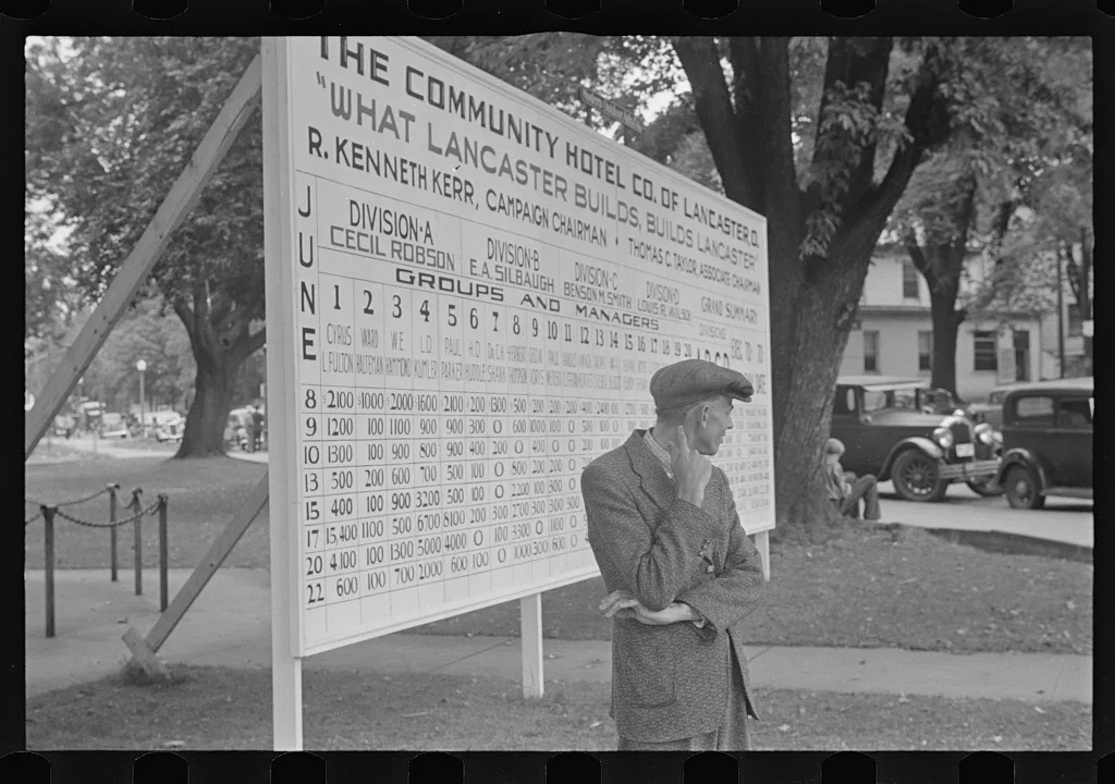 Drive to build large hotel, Lancaster, Ohio, 1938