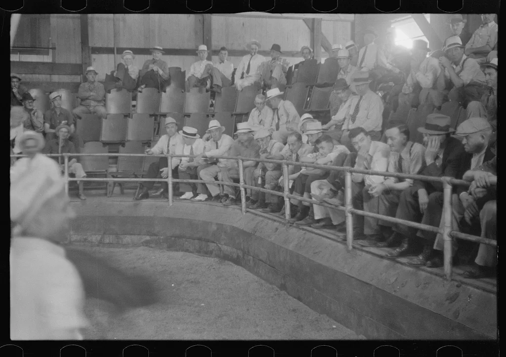 [Untitled photo, possibly related to: Men at auction room, Pickaway…, Ohio, 1938