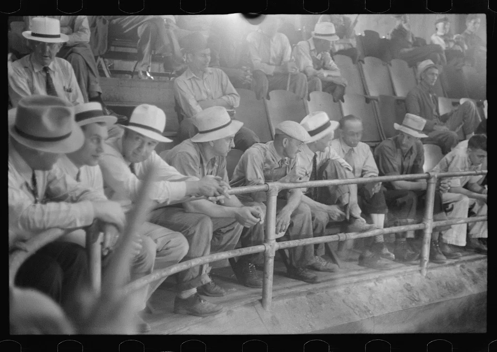 [Untitled photo, possibly related to: Men at auction room, Pickaway…, Ohio, 1938