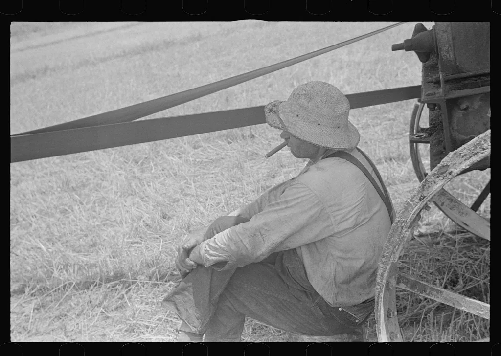 Member of threshing crew, central Ohio, 1938