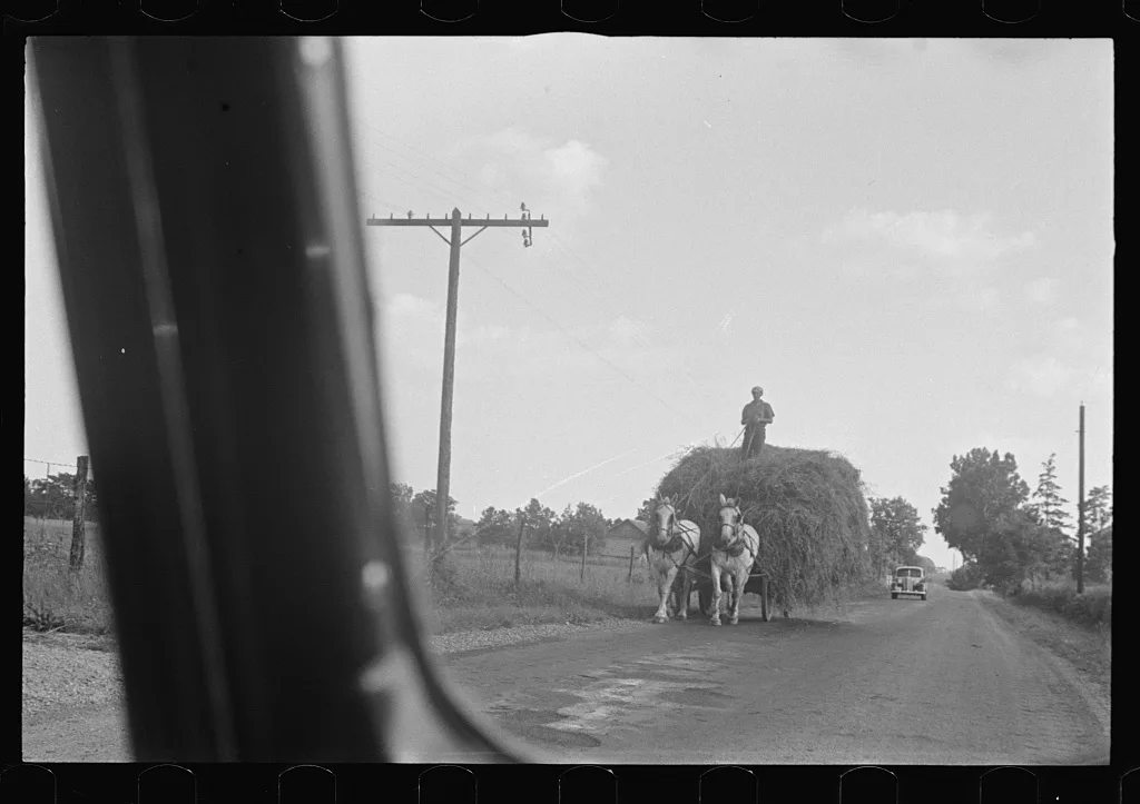 [Untitled photo, possibly related to: Wagon for hauling threshed…, Ohio, 1938
