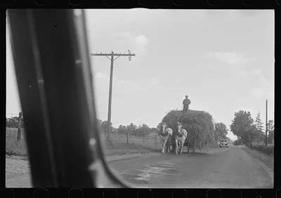 [Untitled photo, possibly related to: Wagon for hauling threshed…, Ohio, 1938