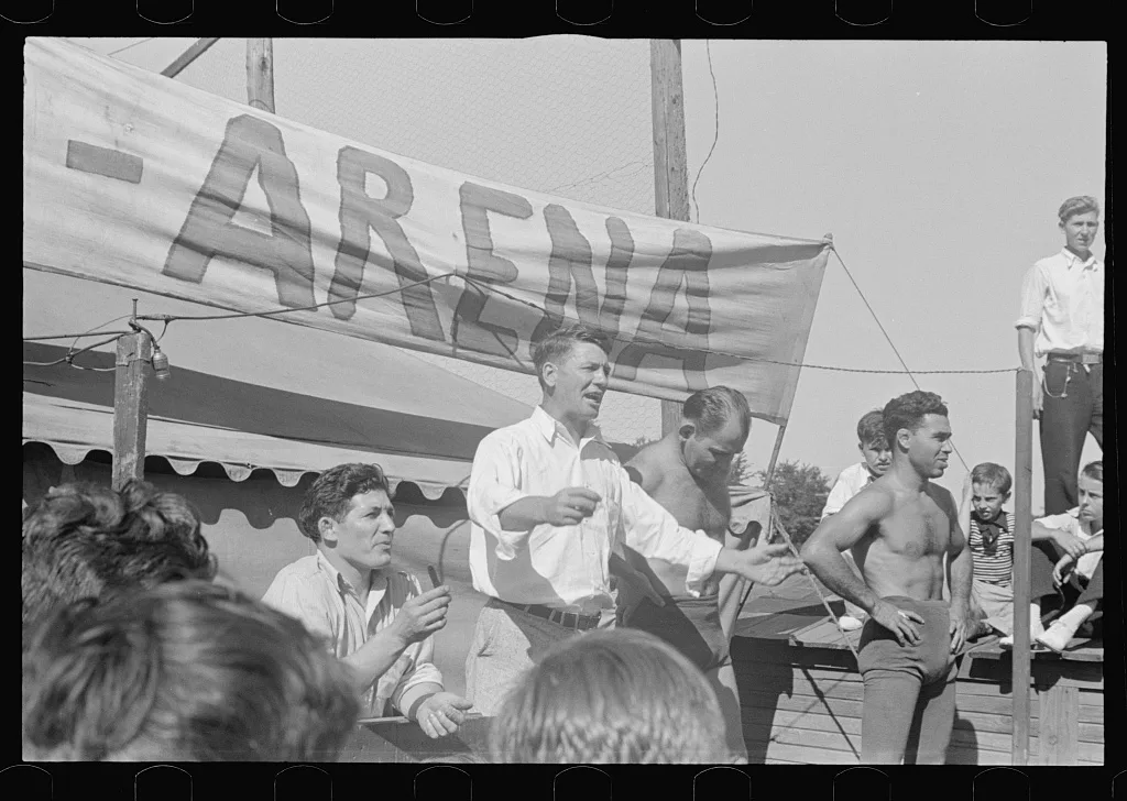 Wrestling matches, July 4th celebration, Ashville, Ohio (see general…, 1938