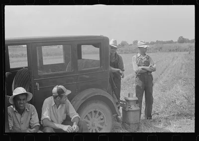 [Untitled photo, possibly related to: Members of threshing crew,…, Ohio, 1938