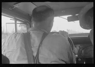 [Untitled photo, possibly related to: Ohio farmer resting in car,…, 1938