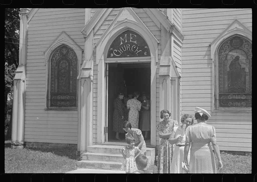 [Untitled photo, possibly related to: Methodist church, Unionville…, Ohio, 1938