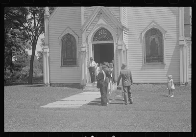[Untitled photo, possibly related to: Methodist church, Unionville…, Ohio, 1938