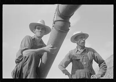 Two members of threshing crew, central Ohio (see general caption), 1938