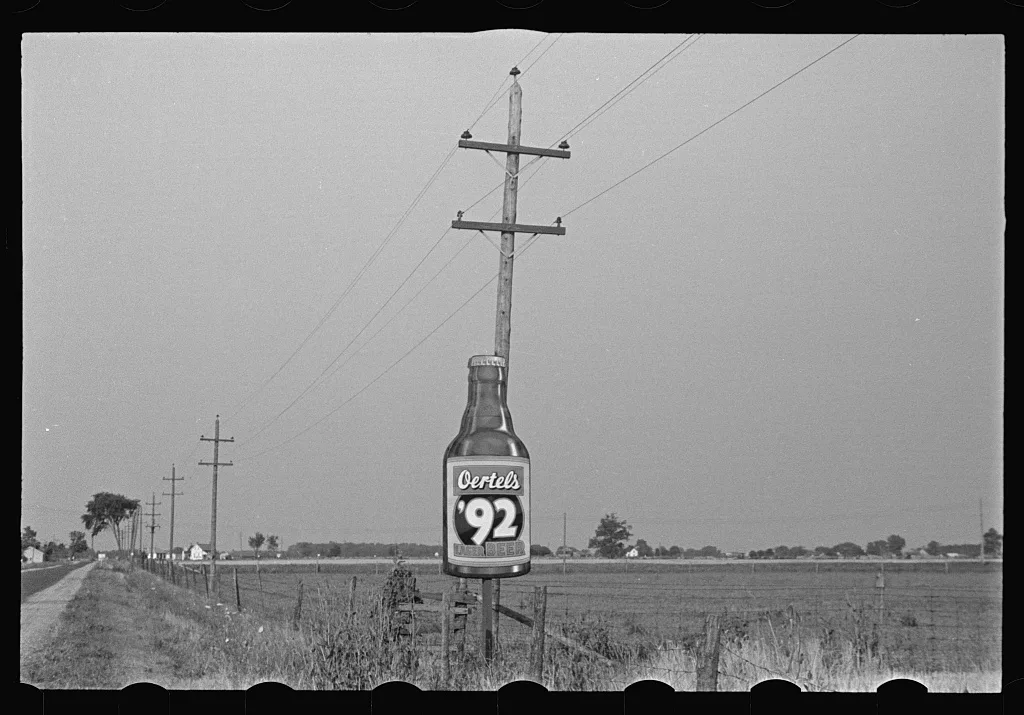 Sign along Route 40, central Ohio (see general caption), 1938