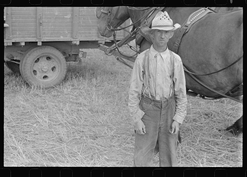 Mechanicsburg, Ohio. Harvest hand and helper on the Virgil Thaxton…, 1938