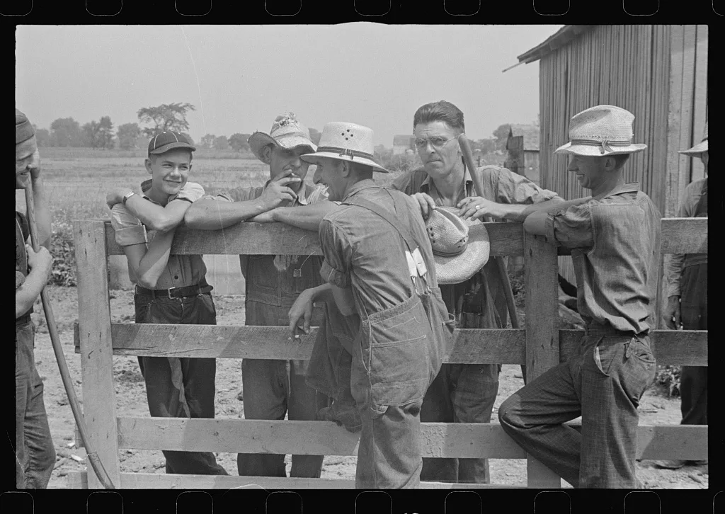 Members of threshing crew, central Ohio, 1938