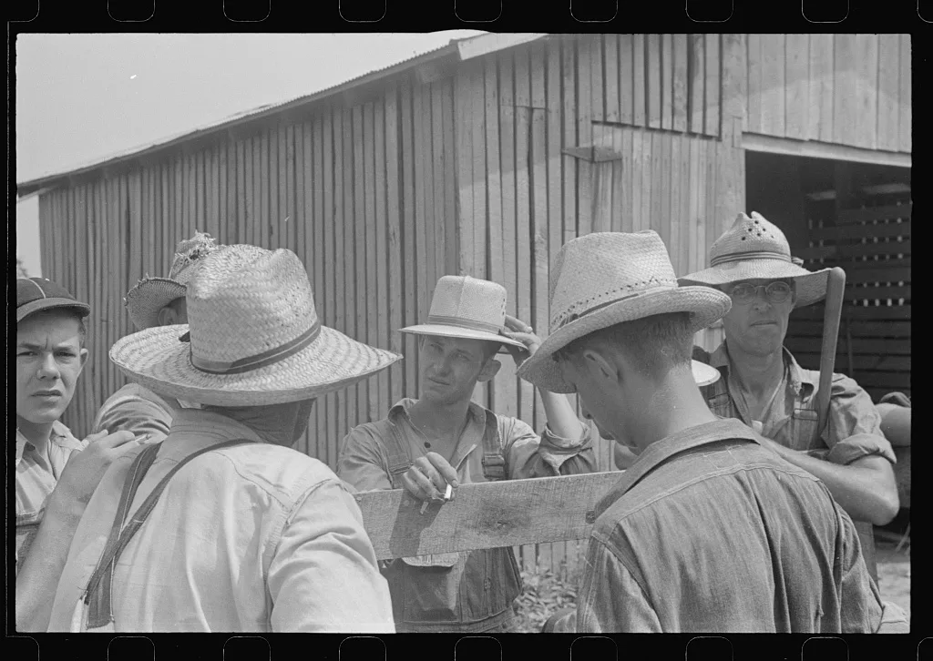 [Untitled photo, possibly related to: Members of threshing crew,…, Ohio, 1938