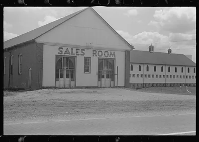 Fields and farm buildings at Hartman Farms, near Columbus, Ohio, 1938