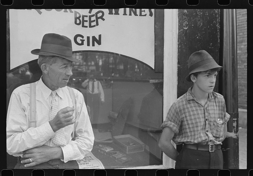 [Untitled photo, possibly related to: Boy in front of liquor store,…, Ohio, 1938