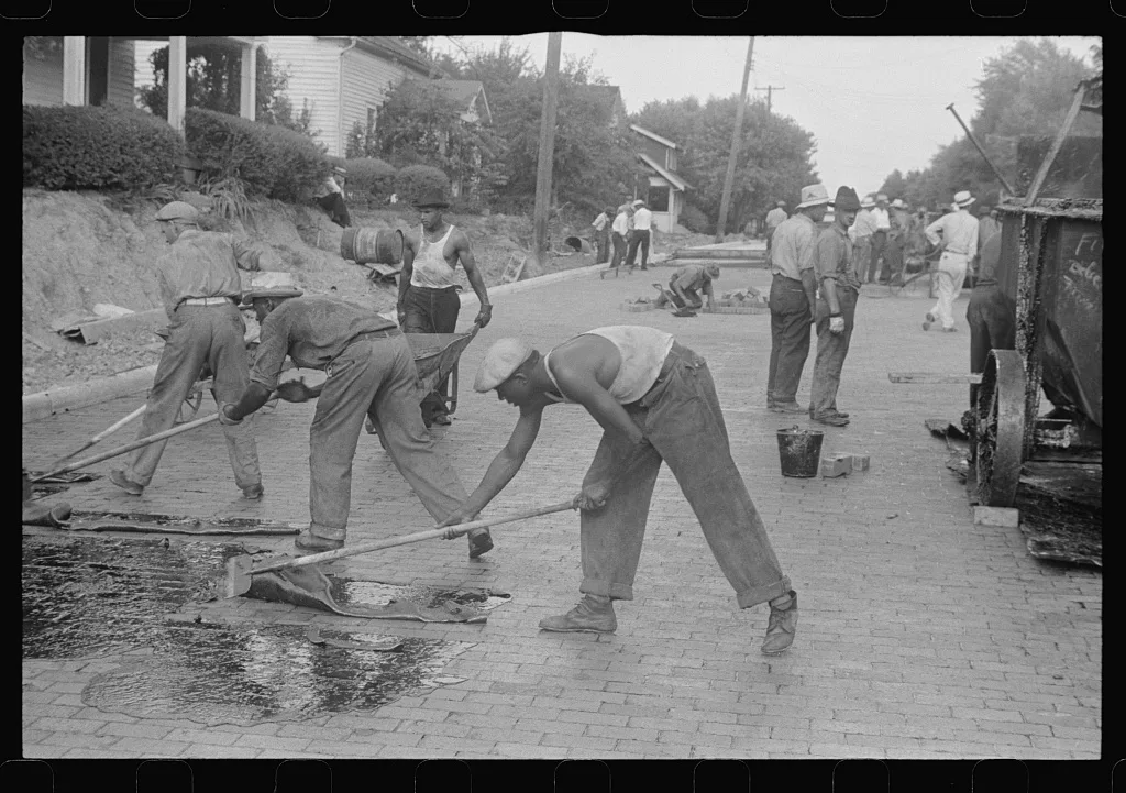 Repairing Route 40, central Ohio, 1938