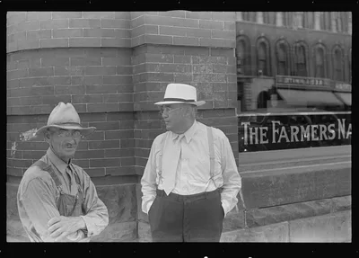[Untitled photo, possibly related to: Farmer and banker, Plain City,…, Ohio, 1938