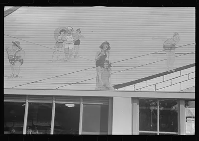 Murals on Convention Hall at Buckeye Lake Amusement Park near…, Ohio, 1938