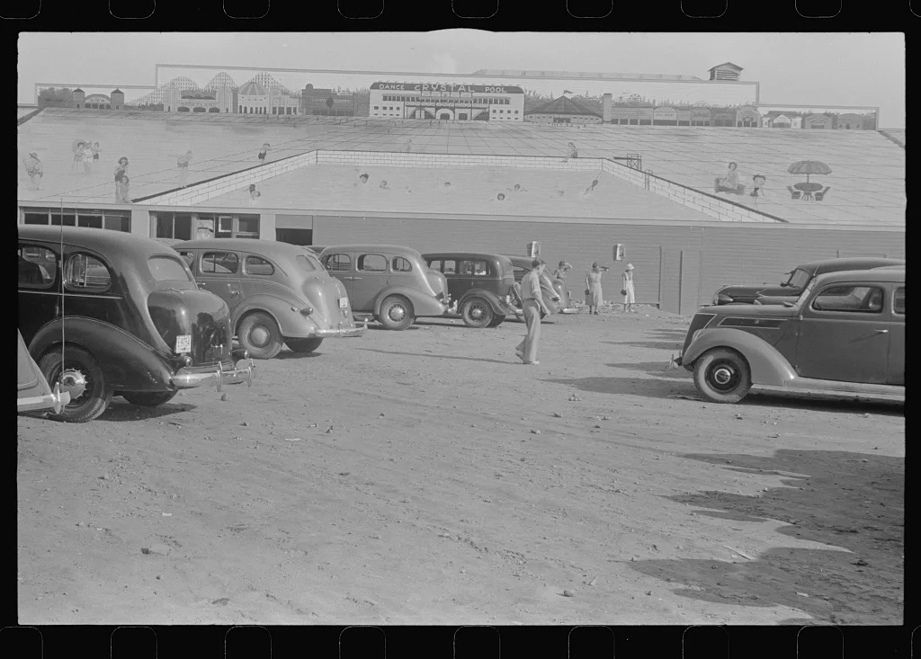 Murals on Convention Hall at Buckeye Lake Amusement Park near…, Ohio, 1938