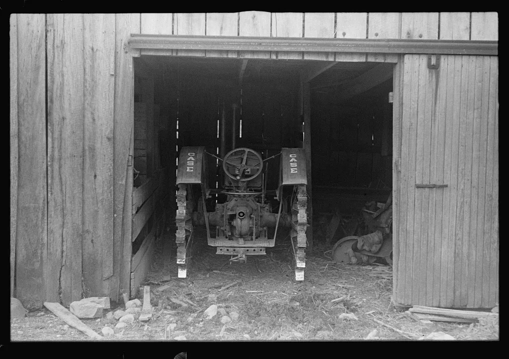 Old barn used for tractor shed, central Ohio (see general caption), 1938