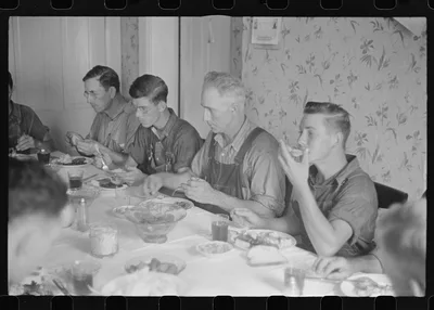 Dinner during wheat harvest time, central Ohio, 1938