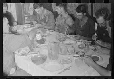 Dinner during wheat harvest time, central Ohio, 1938