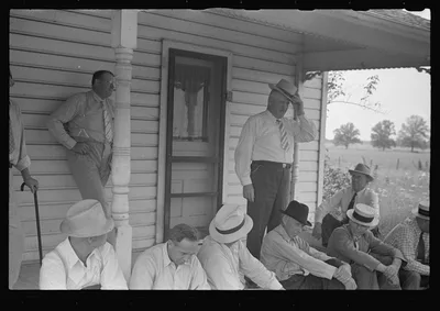 [Untitled photo, possibly related to: Spectators at farmland auction,…, Ohio, 1938