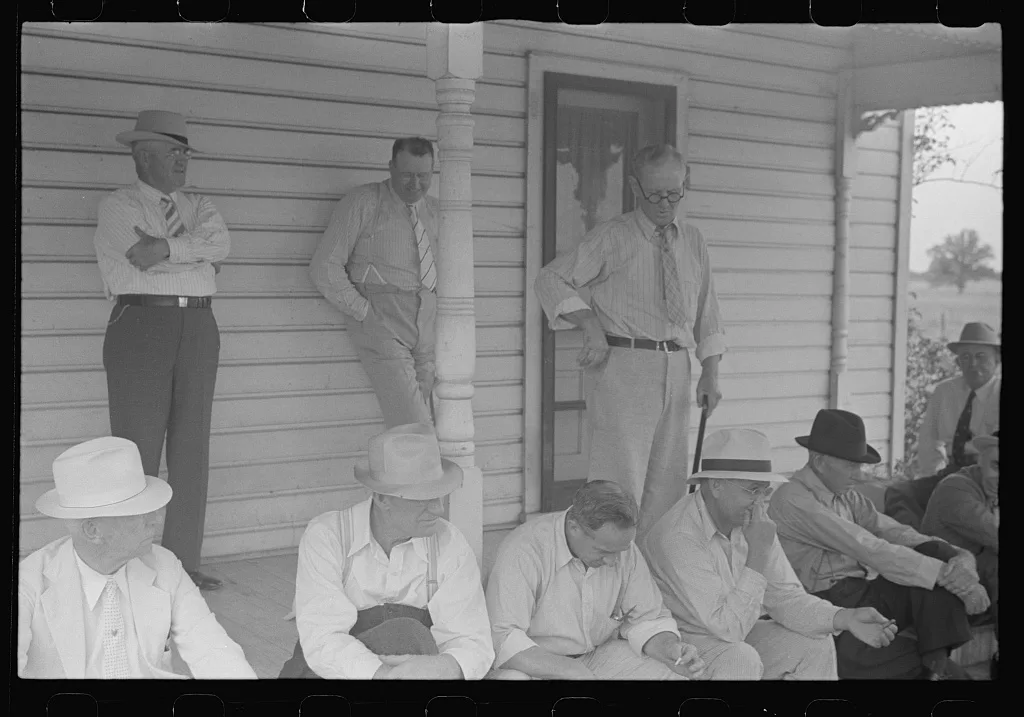 [Untitled photo, possibly related to: Spectators at farmland auction,…, Ohio, 1938