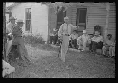 [Untitled photo, possibly related to: Spectators at farmland auction,…, Ohio, 1938