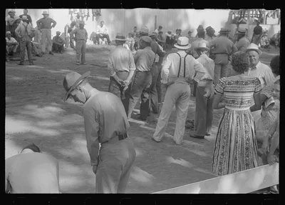 [Untitled photo, possibly related to: Spectators at county fair,…, Ohio, 1938