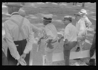 [Untitled photo, possibly related to: Spectators at county fair,…, Ohio, 1938