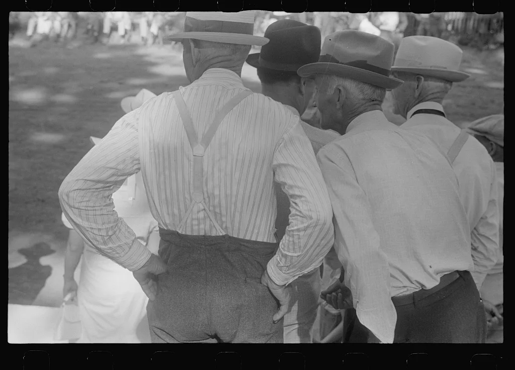 [Untitled photo, possibly related to: Spectators at county fair,…, Ohio, 1938