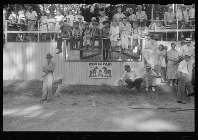 State police and spectators at county fair in central Ohio, 1938