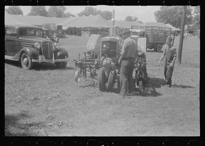 [Untitled photo, possibly related to: Tractor on display at county…, Ohio, 1938