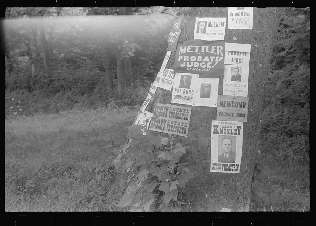 Campaign posters, central Ohio, 1938