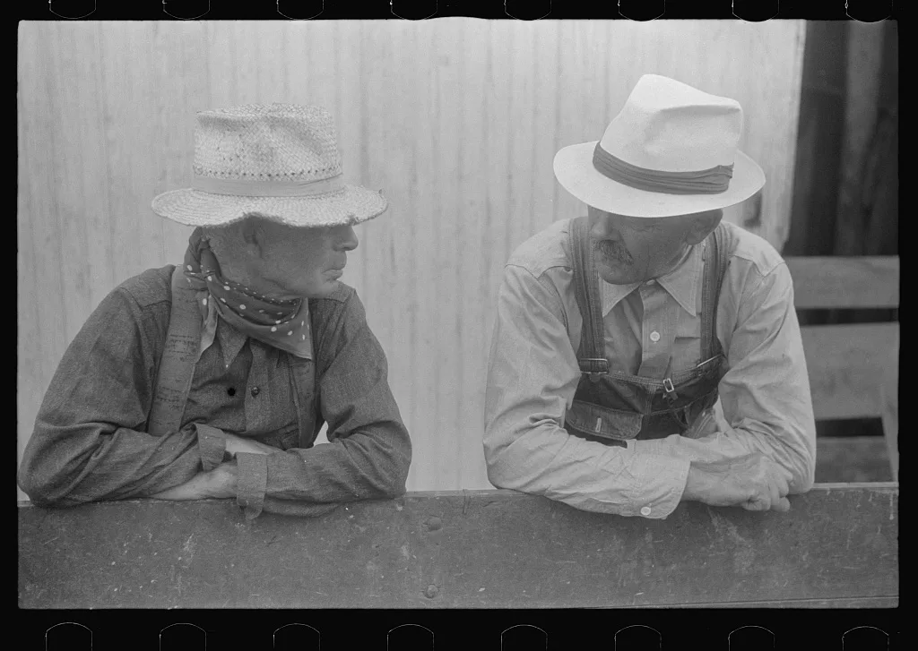 Farmers at public auction, central Ohio, 1938