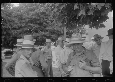 [Untitled photo, possibly related to: Farmers at public auction,…, Ohio, 1938