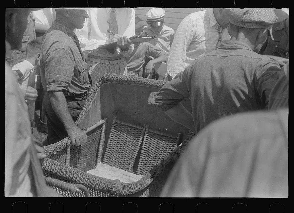 [Untitled photo, possibly related to: Spectators at public auction,…, Ohio, 1938