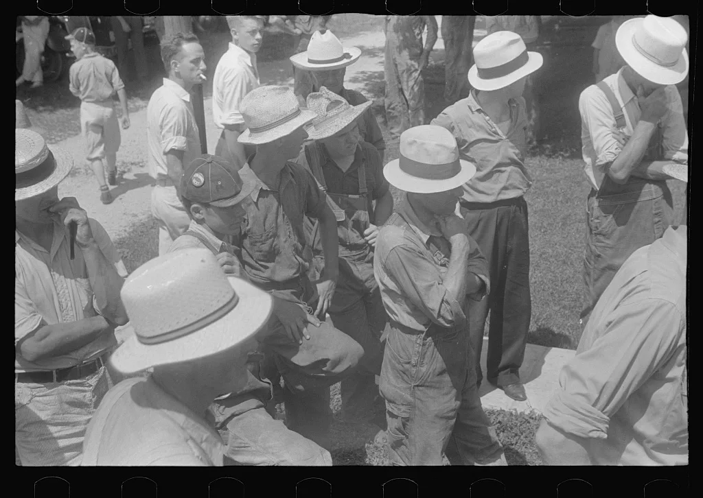 Spectators at public auction, central Ohio, 1938