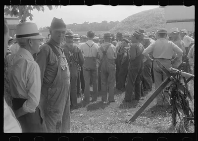 Spectators at public auction, central Ohio, 1938